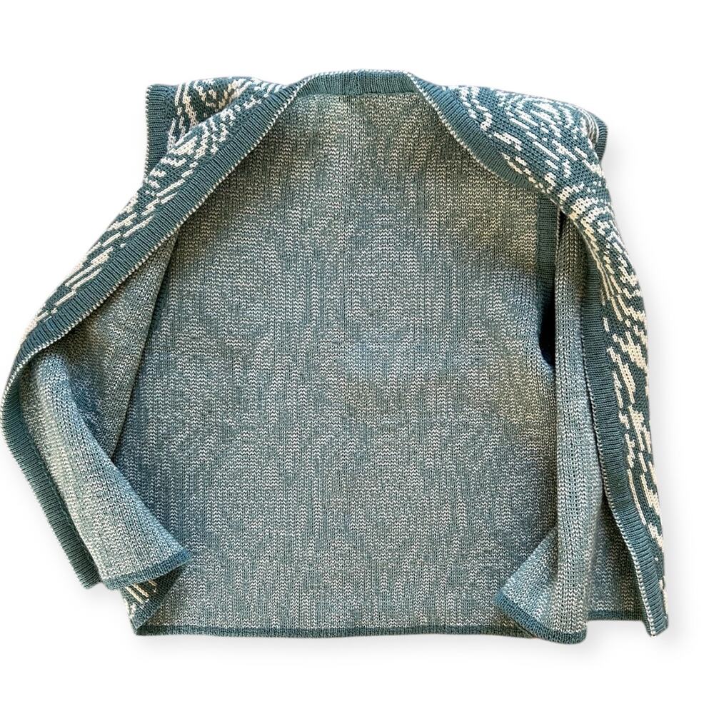 Vintage Hand Knit Sweater Vest Boho Teal Cream Size S/M Festival Hippie Retro - Picture 4 of 7